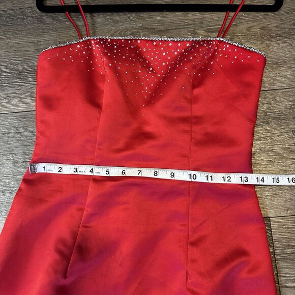 Vintage 90s Y2K Zum Zum Niki Livas Prom Gown Red Dress Rhinestone Fairy Corset 5 - Picture 5 of 11